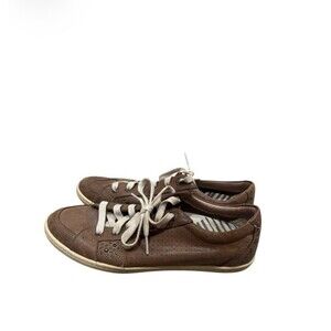 Taos Freedom Leather Perforated Studded Comfort Sneakers Women US 9 Brown